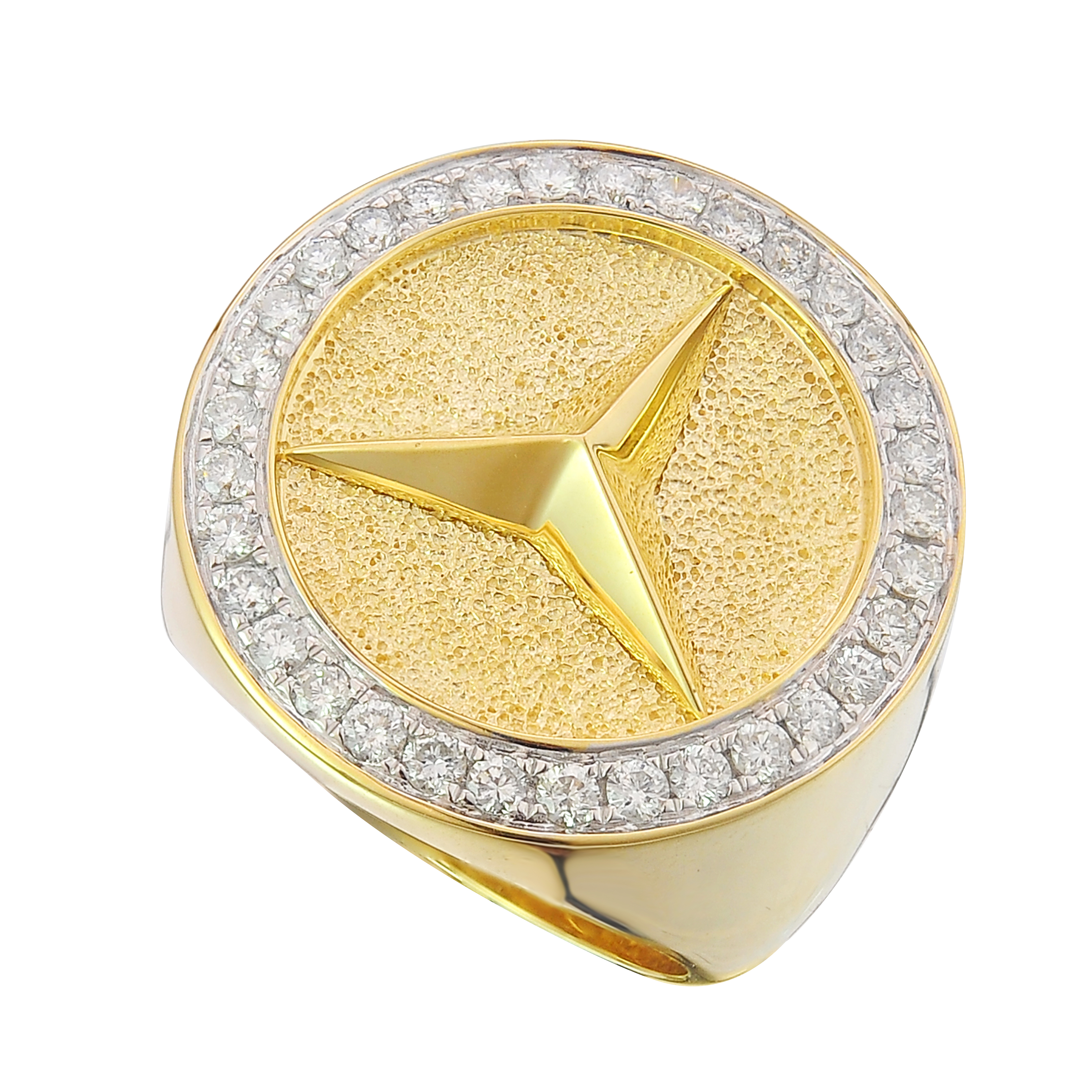 Diamond Mercedes Benz Emblem Ring 1.00 ct. 10K Yellow Gold  17.5g